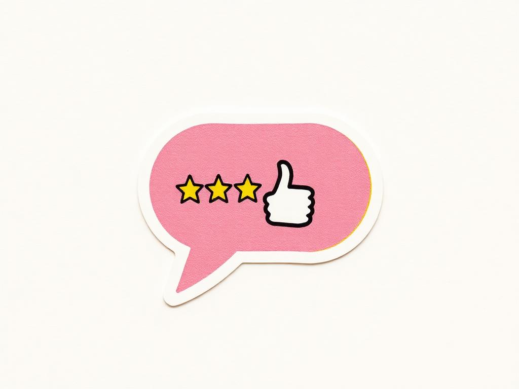 Risograph illustration of a tiny speech bubble with stars and a thumbs up